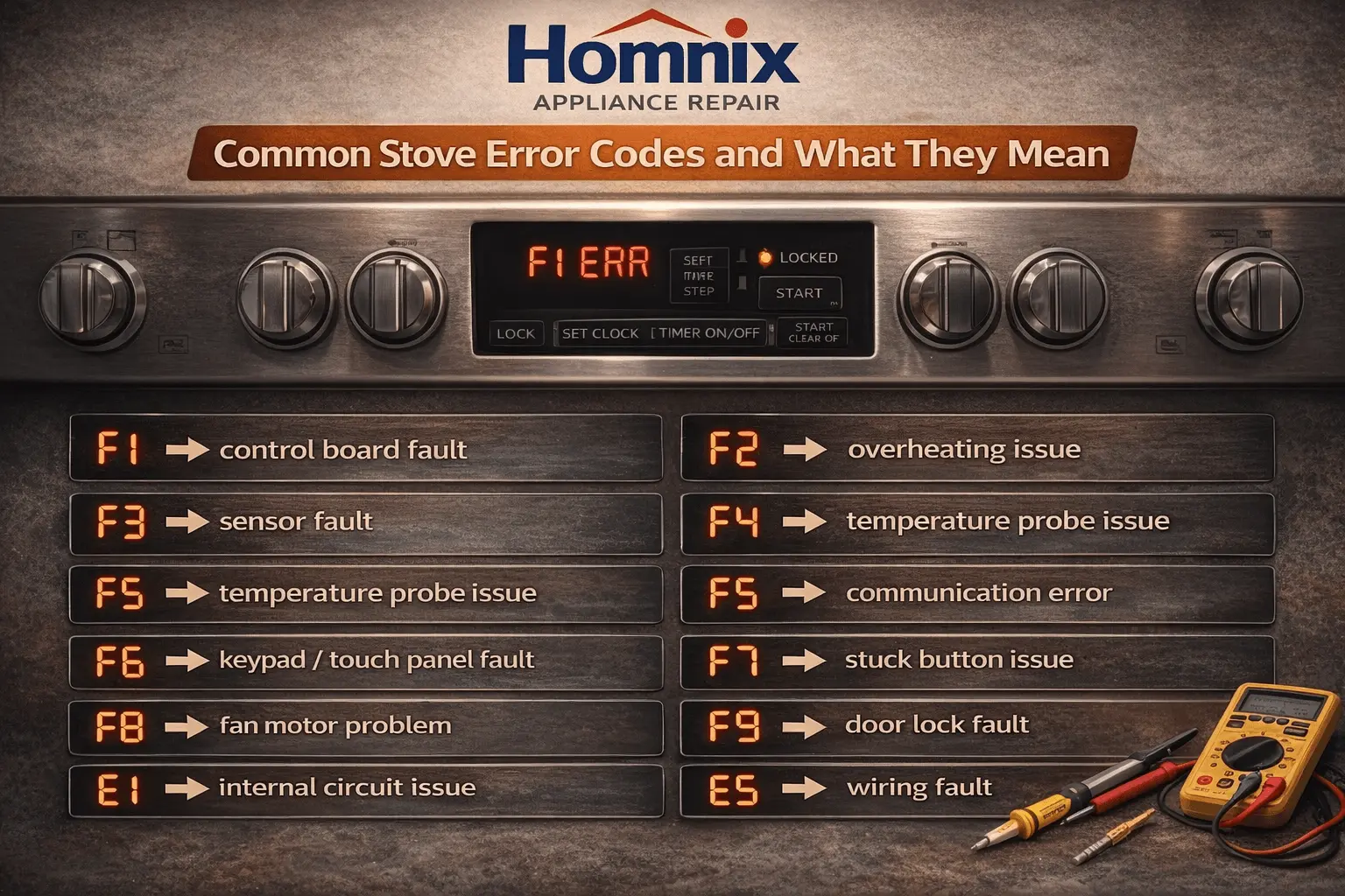Trusted Stove Repair in Moncton | Homnix Fast 24/7 Service Common stove error codes explained