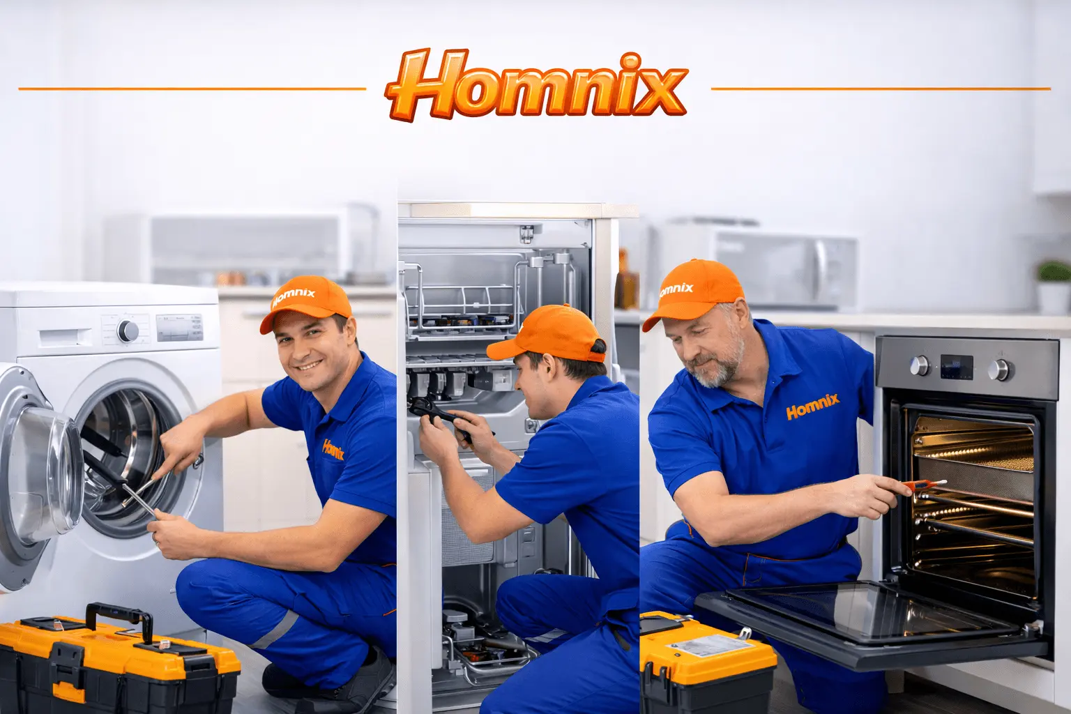 Homnix technicians at work in kitchen Homnix technicians at work in kitchen