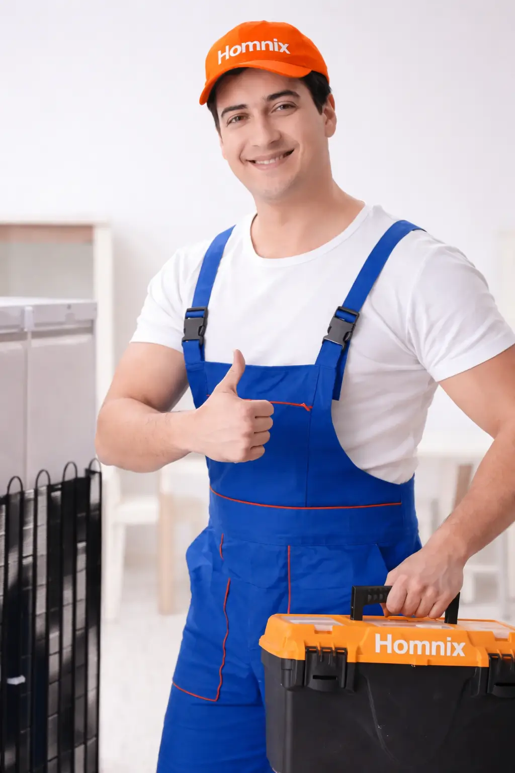 homnix appliance repair worker in moncton Smiling technician with professional tools